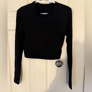 Elegant Black Long Sleeve Crop Top